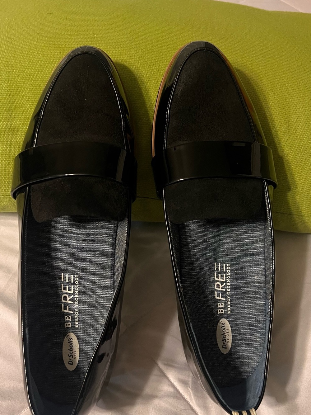 Dr. Scholl's Women’s Black Patent & Suede Slip-On Loafers